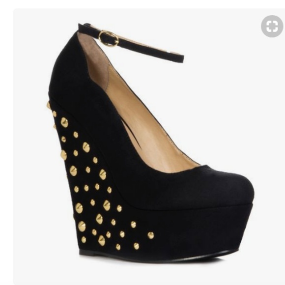 Black studded wedges Clearance